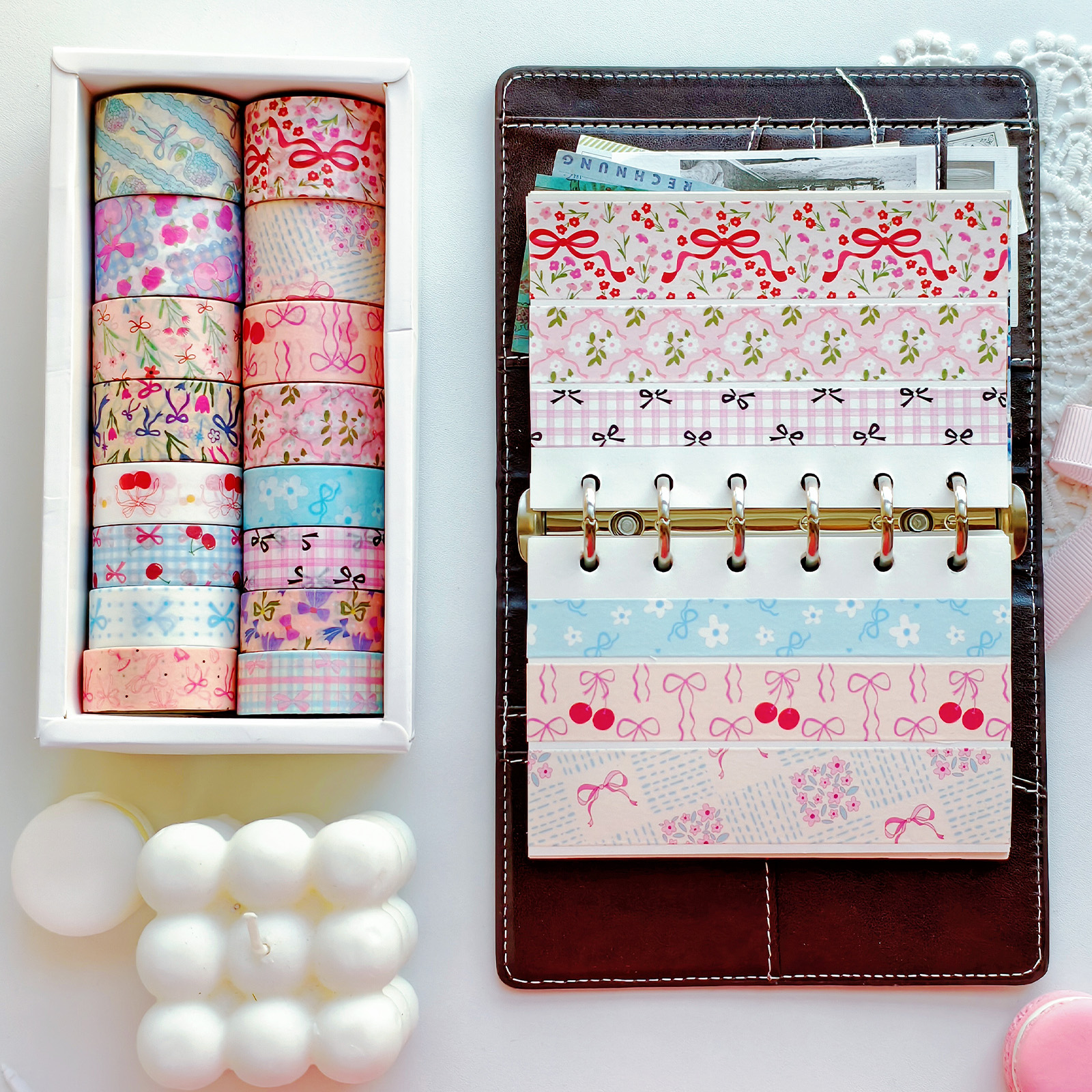 Washi Tape Rolls - 16 Rolls Pink Bow Washi Tapes