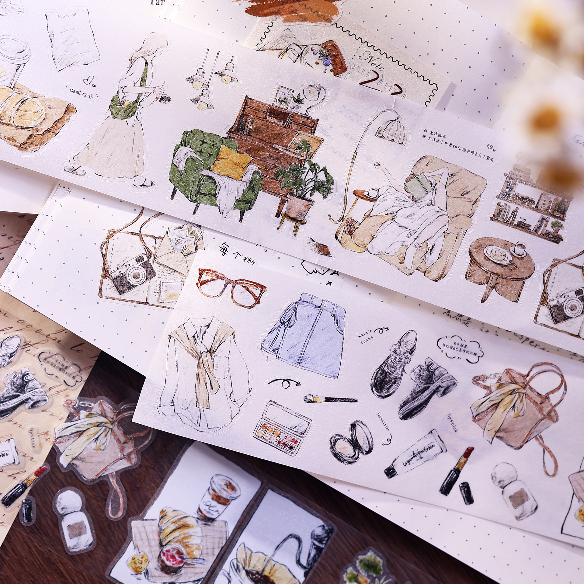Washi Tape Rolls - XiaoBaiJia Studio Vintage Girls Daily Life