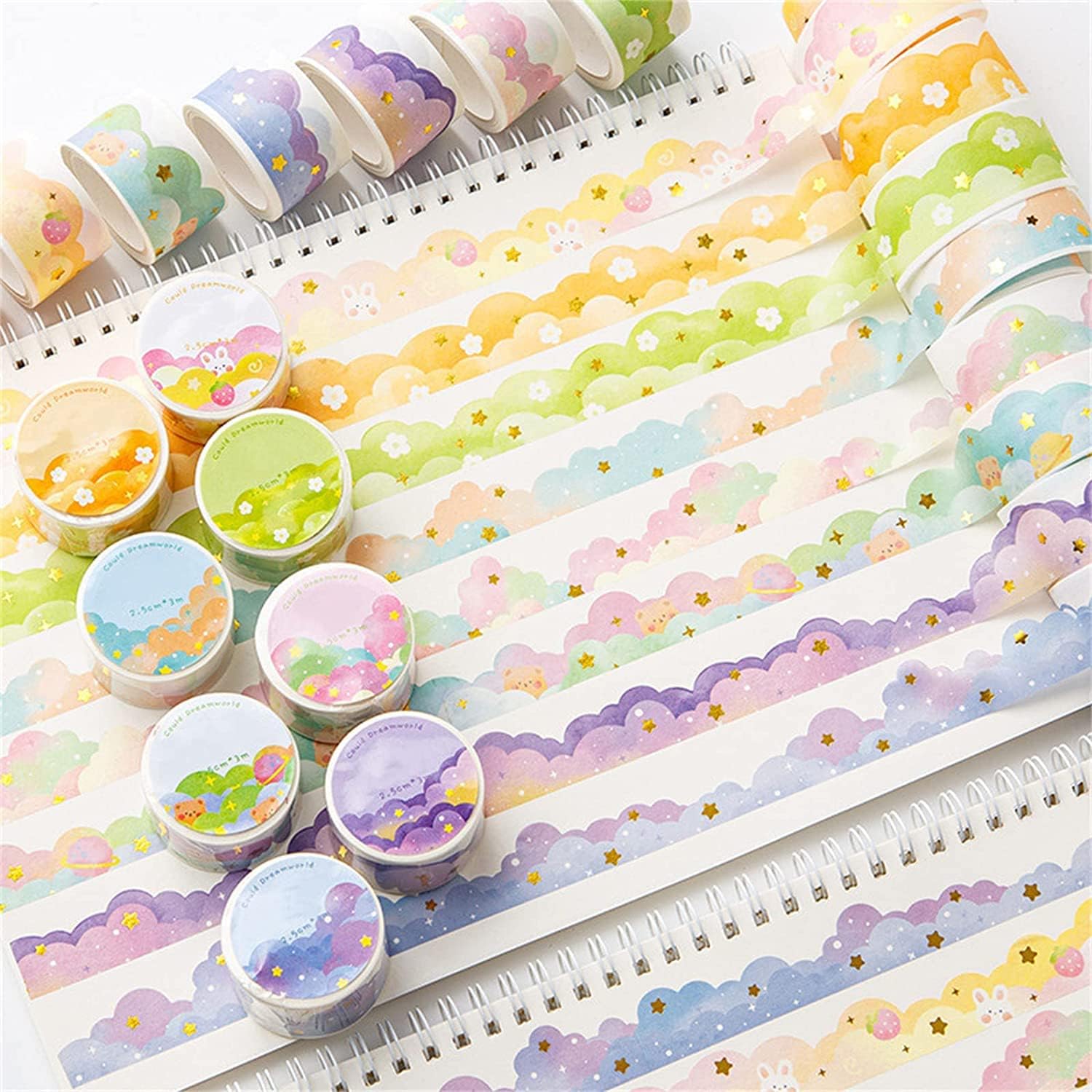 Washi Tape Rolls - 8 Rolls Color Cloud Washi Tape
