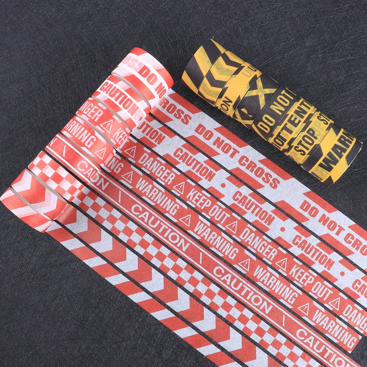 Washi Tape Rolls - 16 rolls/box, creative warning line pattern