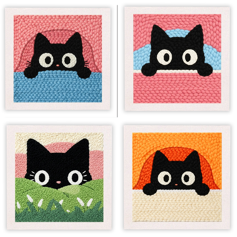 Art Craft Easy With Paper - Black Cat Punch Needle Embroidery Kit