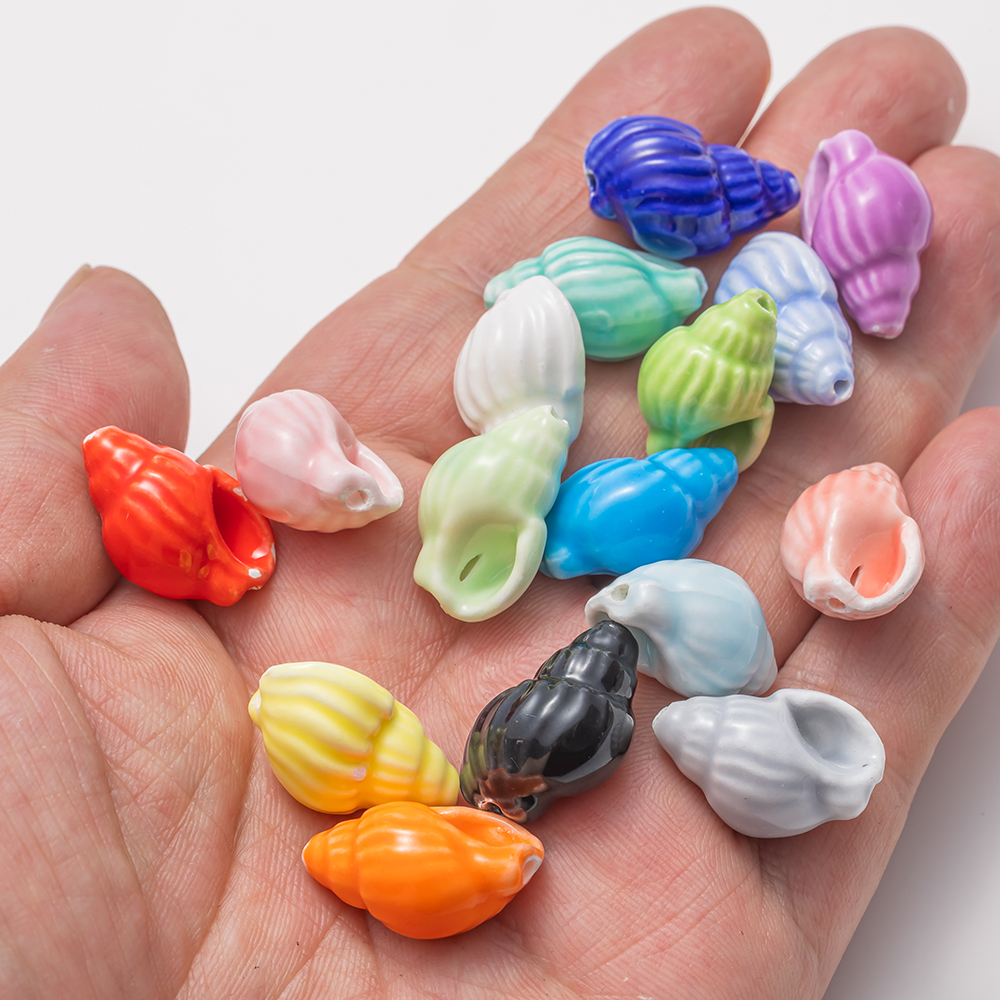 Art Craft Accessories - 10Pcs Shell Sea Conch Ceramic Beads