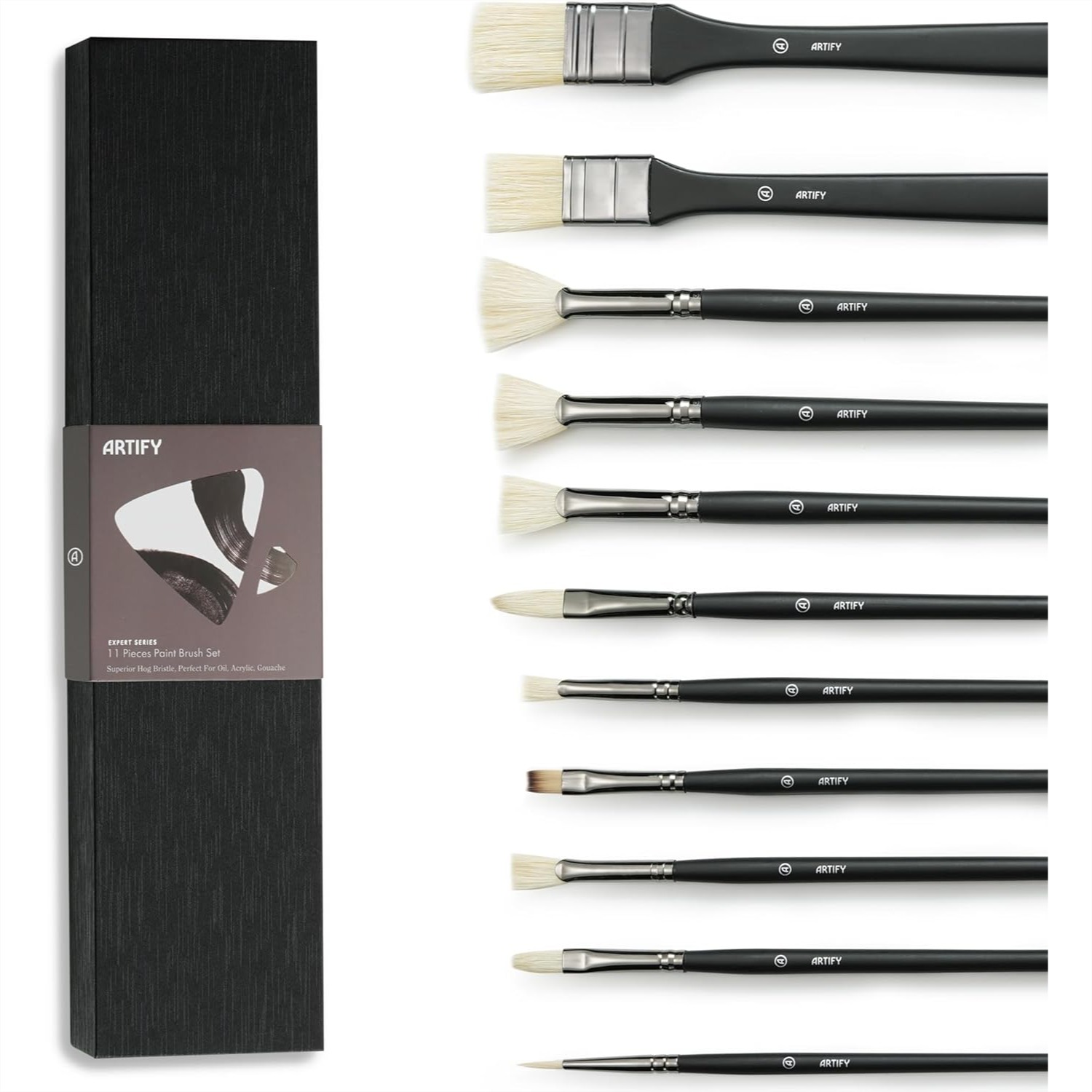 Gouache Paint Set - 11 Pcs Oil Paint Brush Set