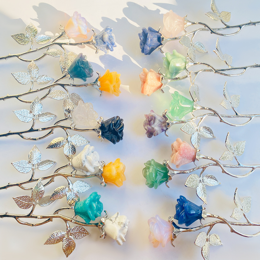 Art Craft Rose - 1PC Miniature Natural Crystal Rose Flower