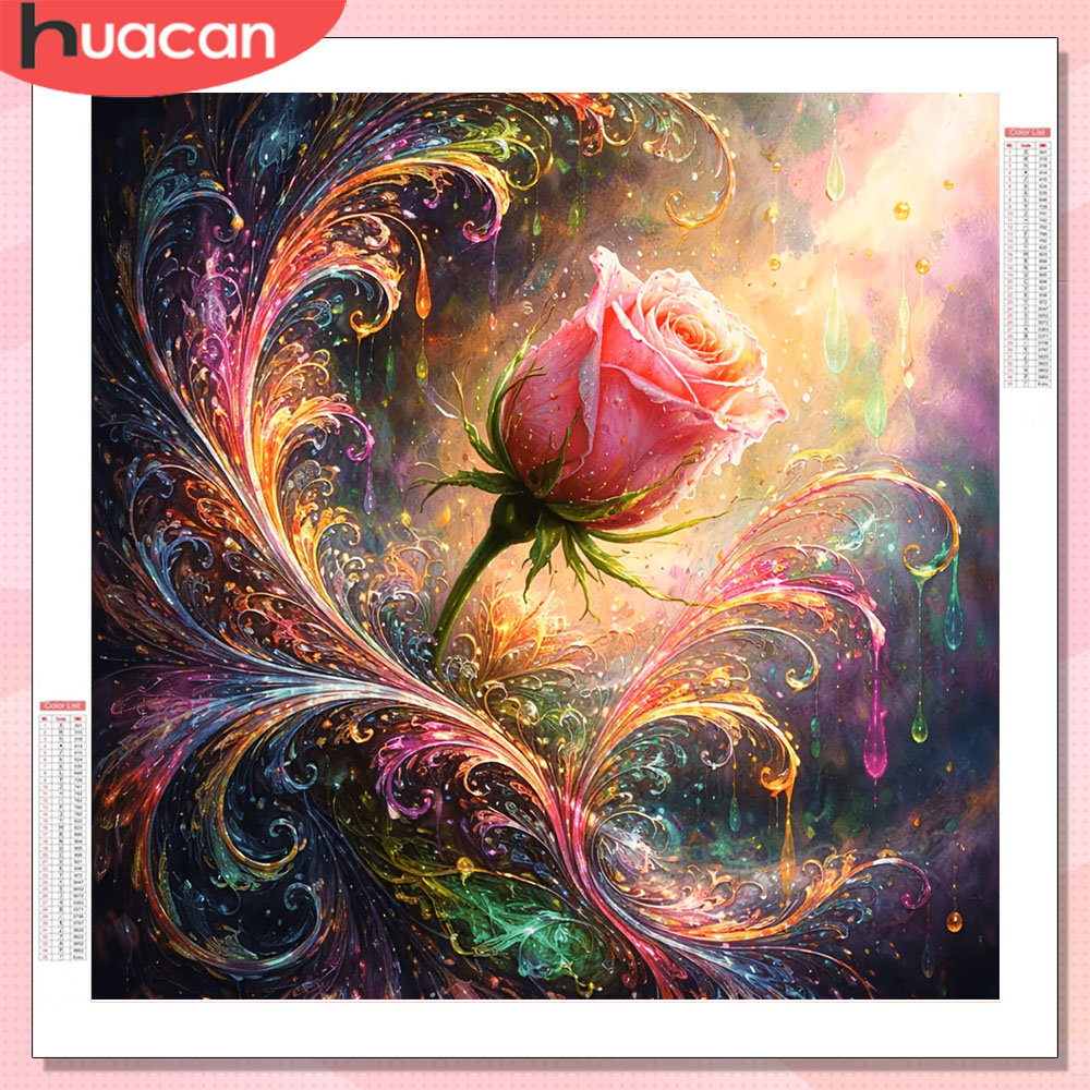 Art Craft Rose - HUACAN Diamond Mosaic Rose Flower Full