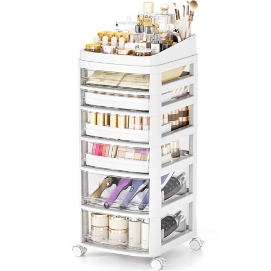 Art Craft And - Rolling Cart with 6 Drawers Clear