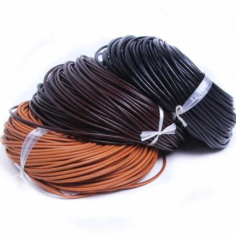 Art Craft Description - 35yards/Lot Genuine Leather Cord 1-8mm Black