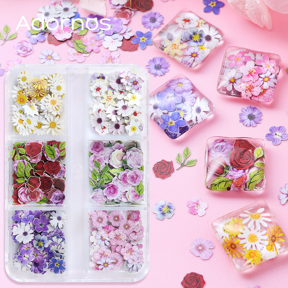 Art Craft Leaves - 6 Grids Flowers Wood Pulp Chips