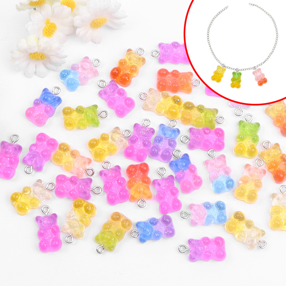 Art Craft Accessories - 60pcs Dual Color Resin Bear Shaped