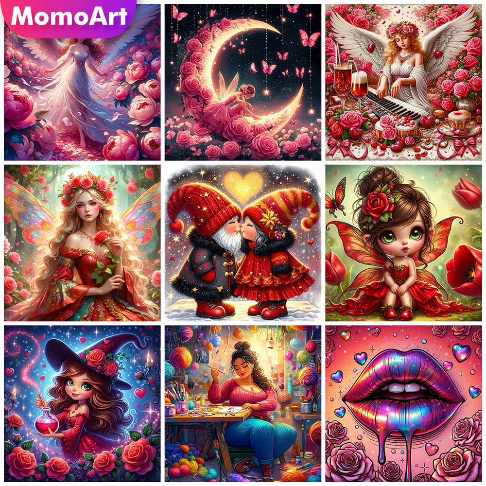Art Craft Rose - Momoart Diamond Mosaic Girl Portrait Rhinestones