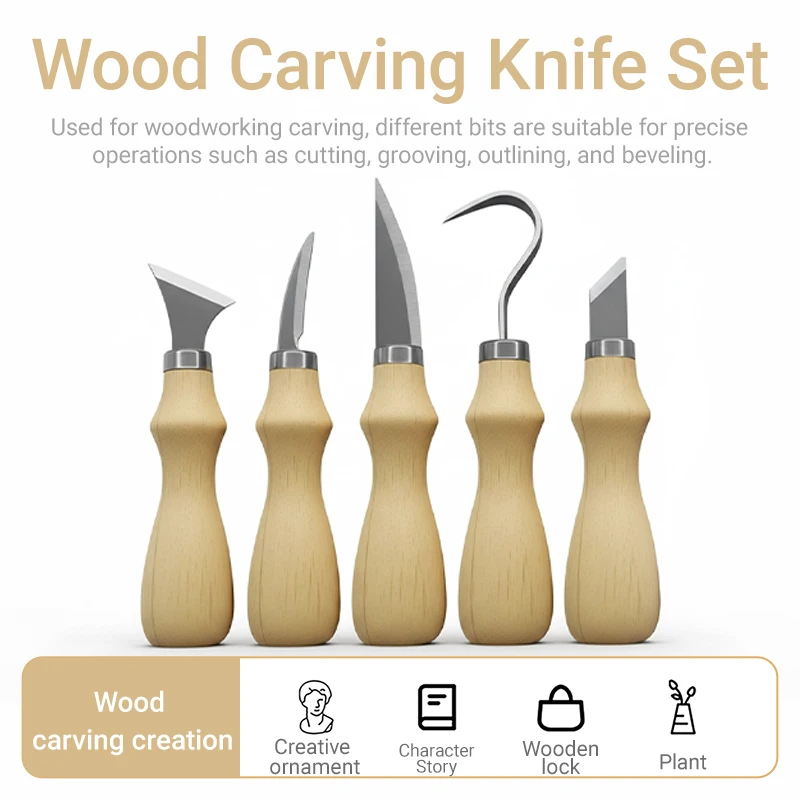 5Pcs Wood Carving Tools Set,Cu - Art Craft Tools 评论和价格