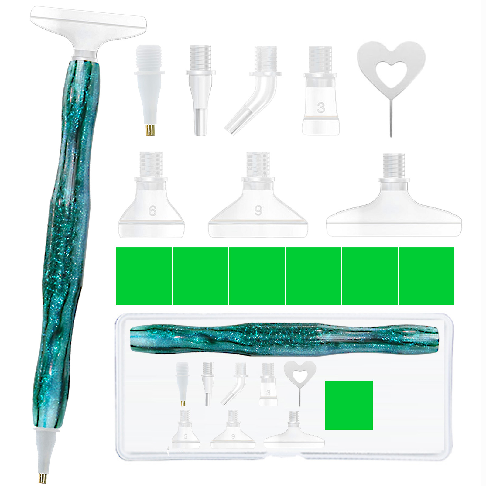 Diamond Paintbrush Set (Green) - Art Craft Tools 评论和价格