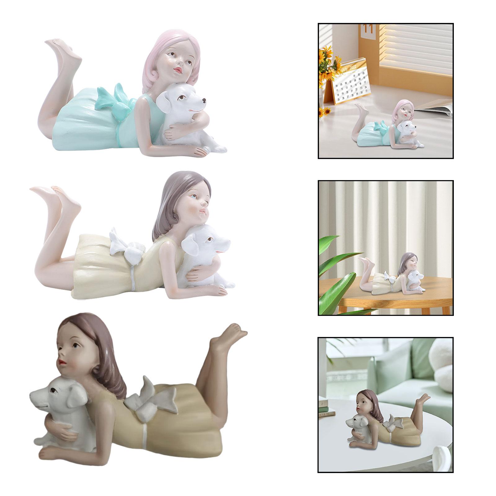 Girl Dog Figurine Resin Sculpt - Artwork Craft 评论和价格