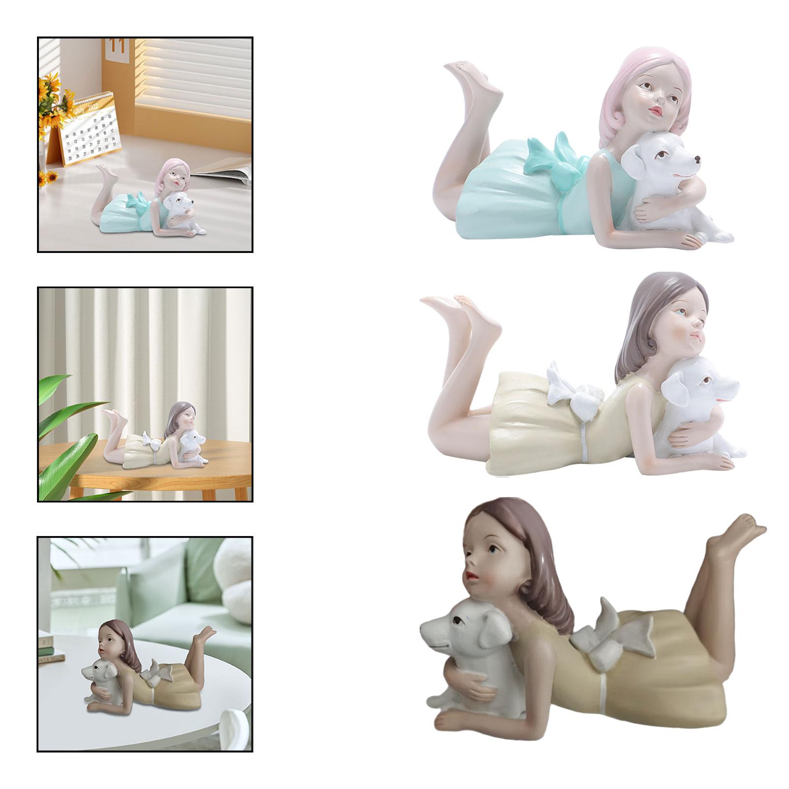 Girl Dog Figurine Resin Sculpt - Artwork Craft 评论和价格