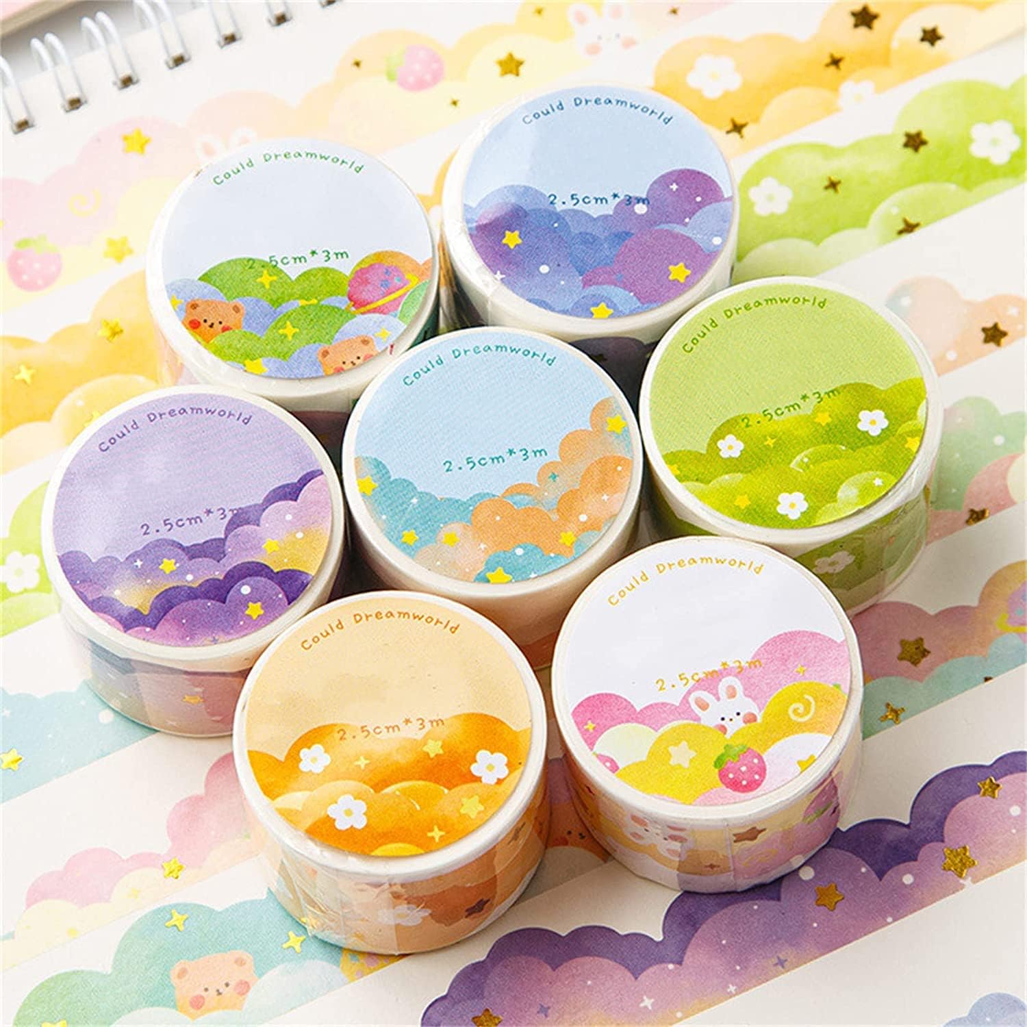 8 Rolls Color Cloud Washi Tape - Washi Tape Rolls 评论和价格