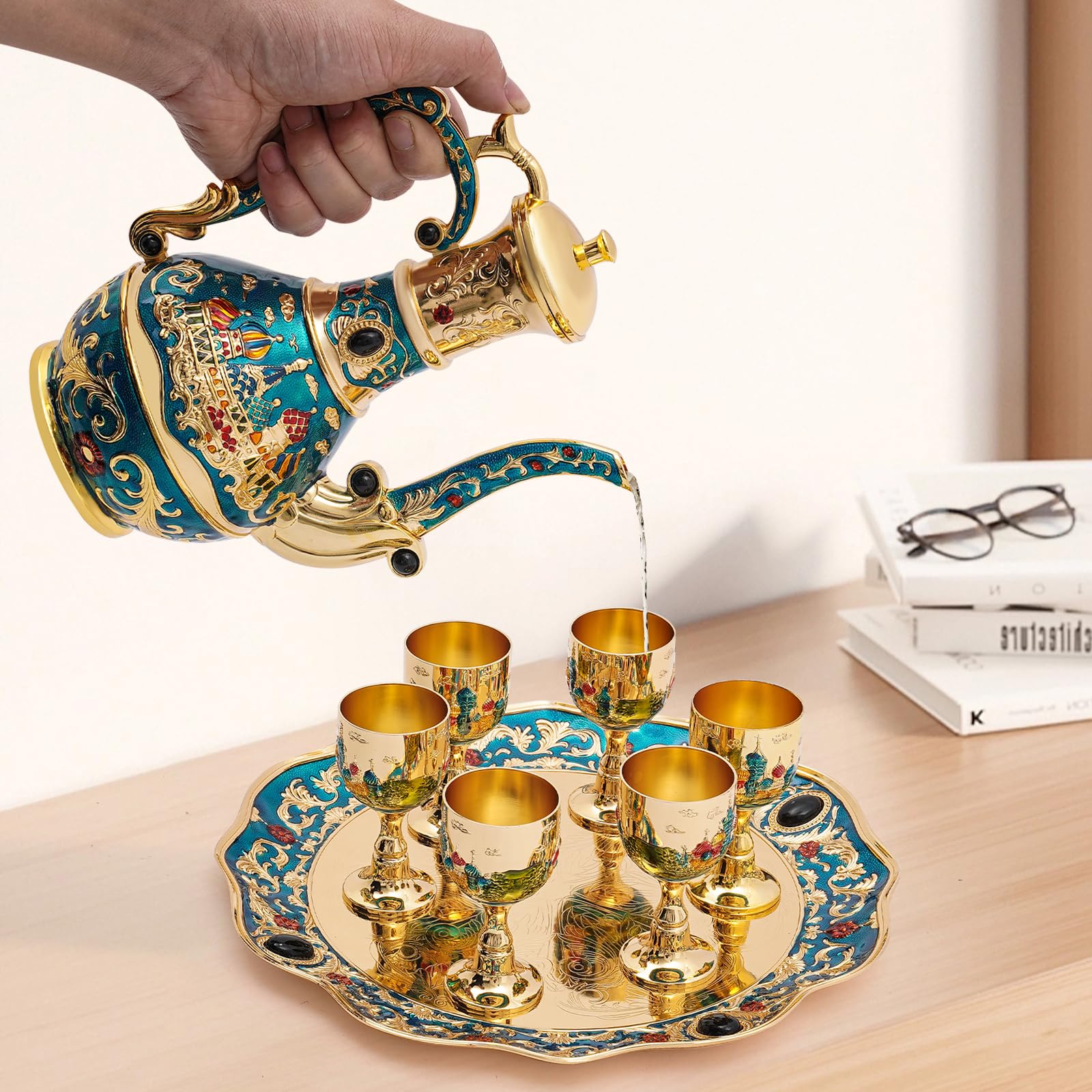 Vintage Turkish Coffee Pot Set - Art Craft Cup 评论和价格