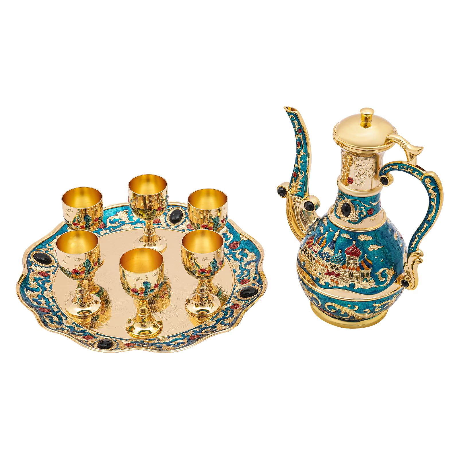 Vintage Turkish Coffee Pot Set - Art Craft Cup 评论和价格