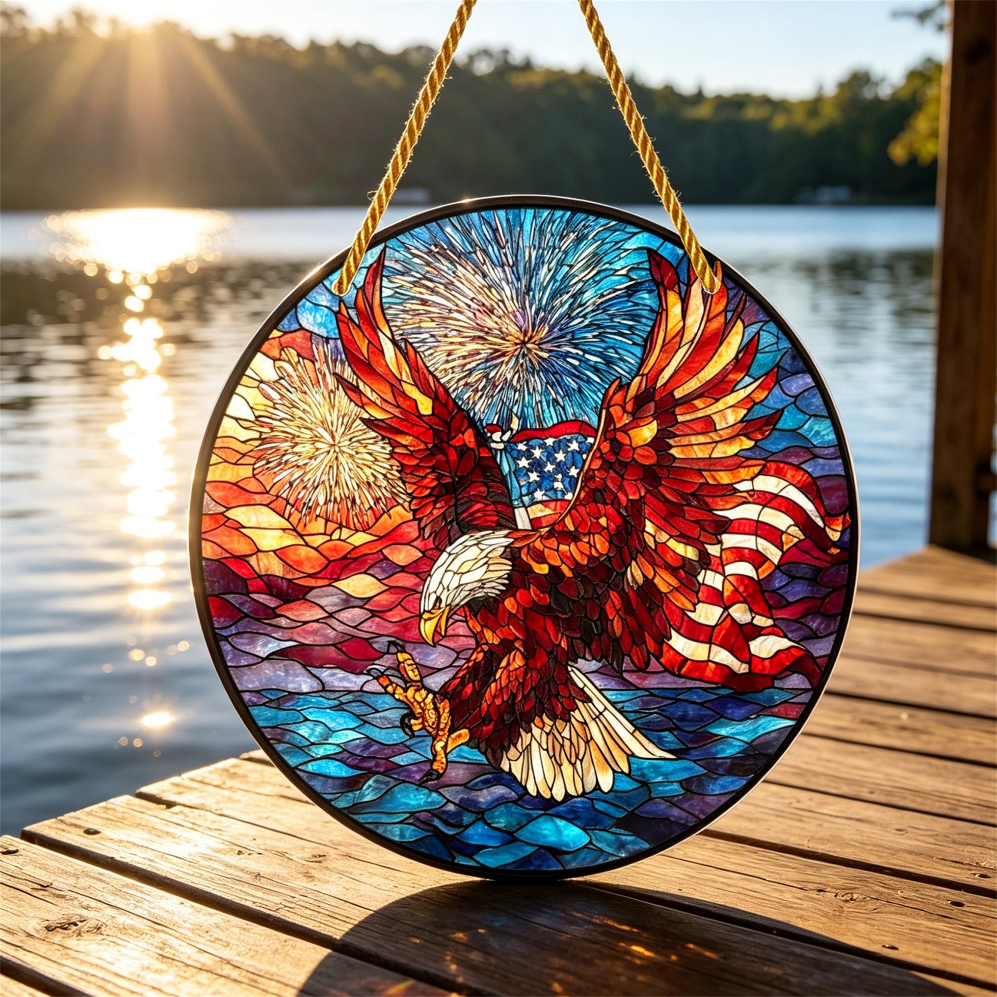 4th of July Sun Catcher for Wi - Art And Craft Independence Day 评论和价格