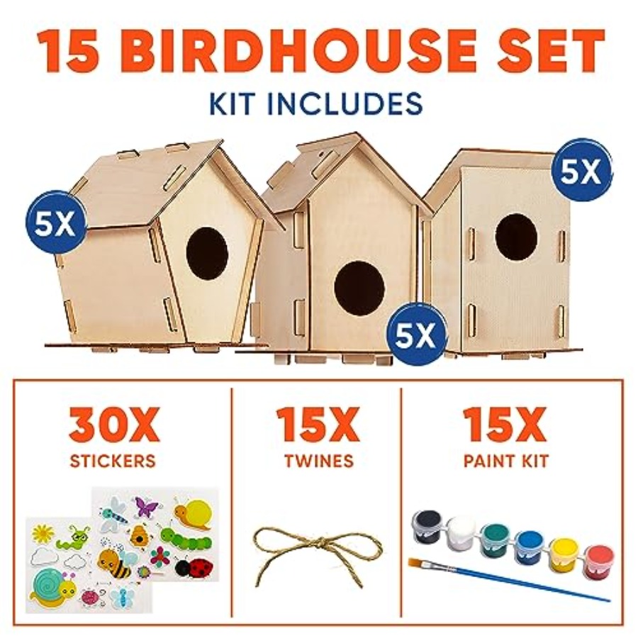 Kit - Unfinished Wood Bird Hou - Art Craft And 评论和价格