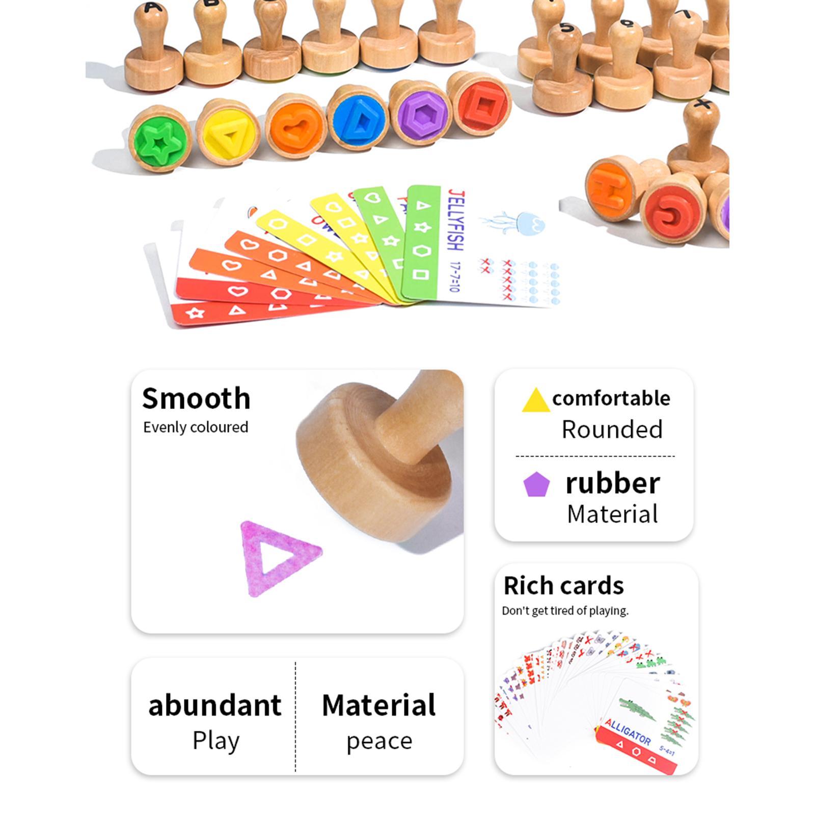 Wooden Alphabet Number Stamp E - Art Craft For 3 Year Old 评论和价格