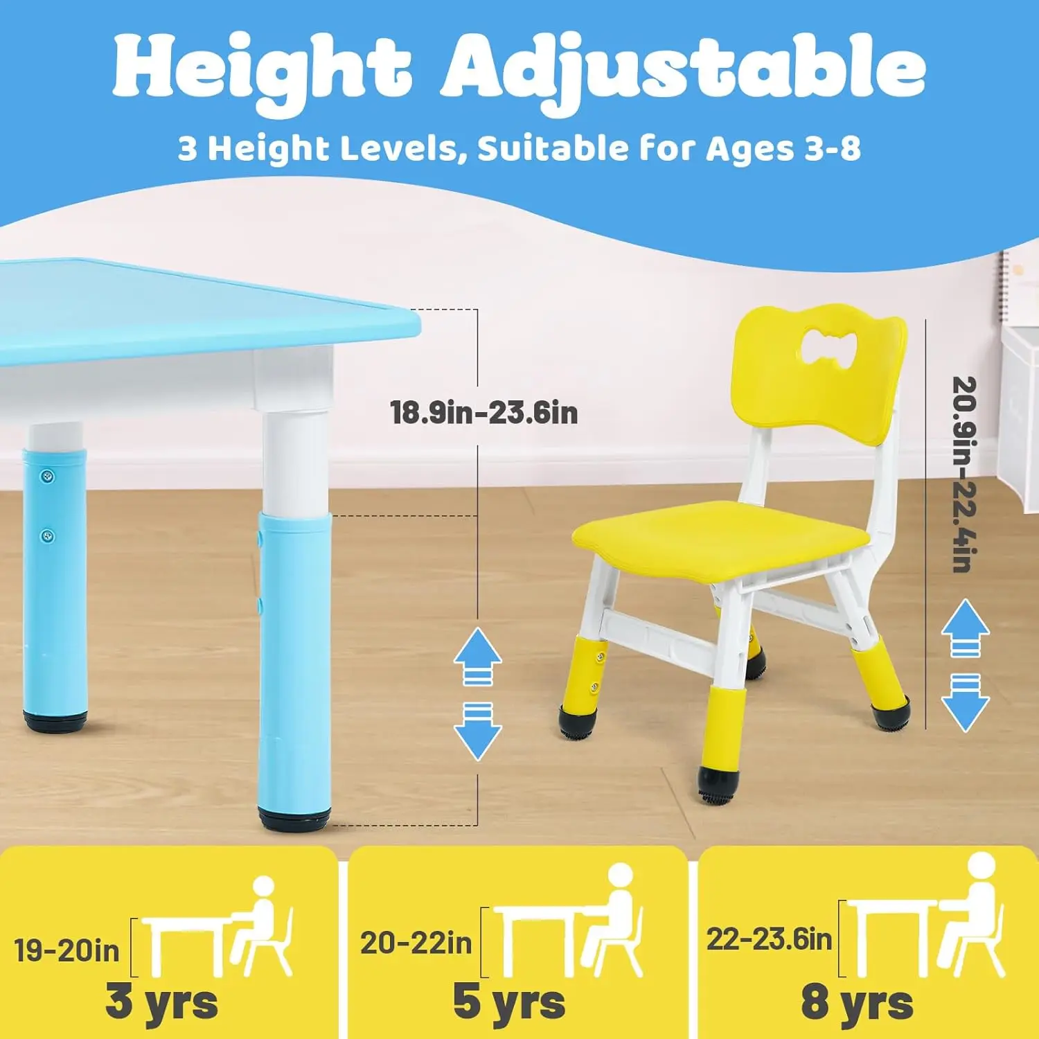 Kids Table and 2 Chairs Set, H - Art Craft Toddler 评论和价格