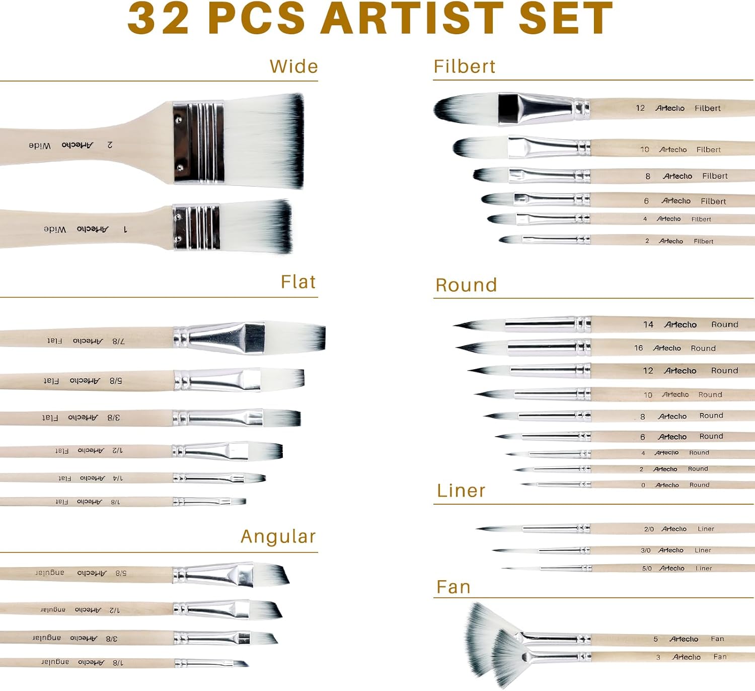 32 Pcs Acrylic Paint Brushes S - Gouache Paint Set 评论和价格