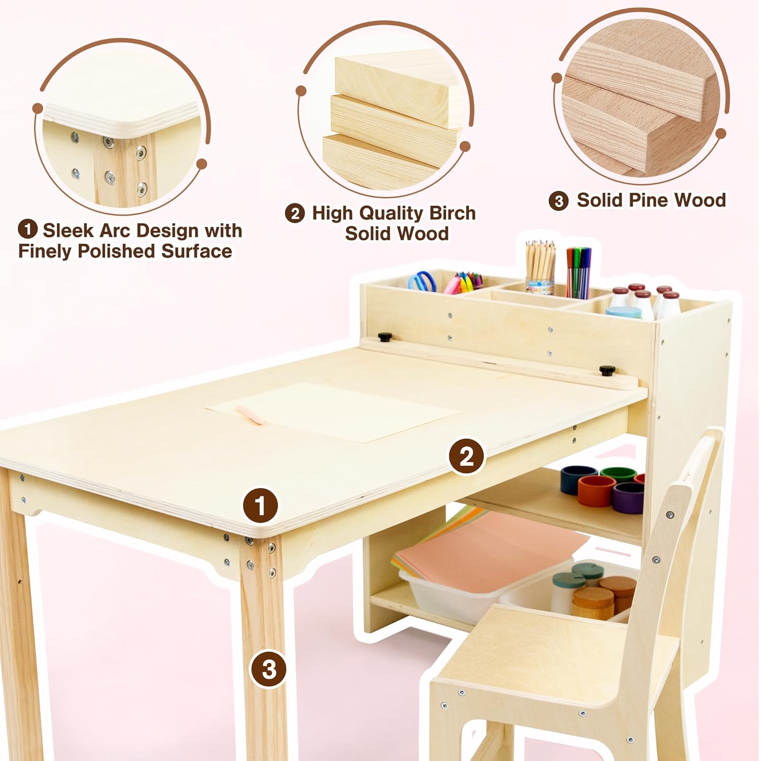 Kids Art Table and Chair Set B - Art Craft Toddler 评论和价格