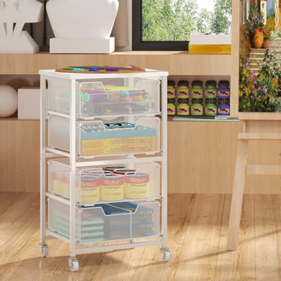 4-Drawer Rolling Storage Cart  - Art Craft And 评论和价格