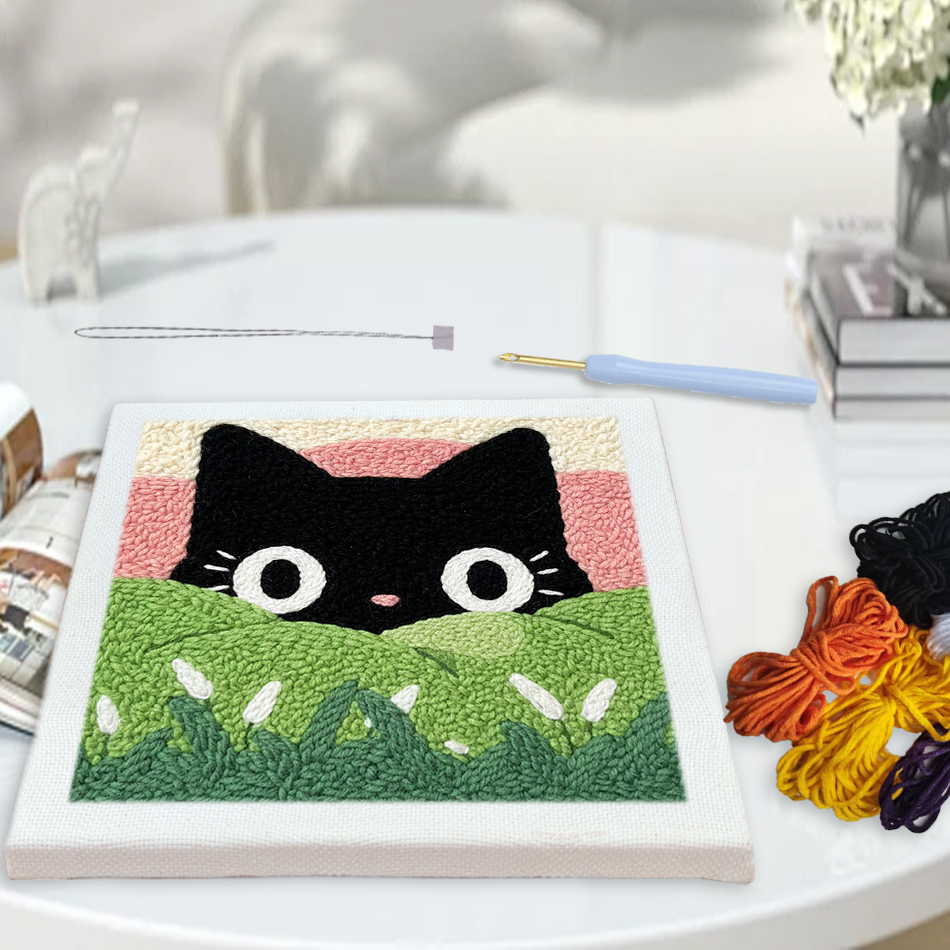 Black Cat Punch Needle Embroid - Art Craft Easy With Paper 评论和价格