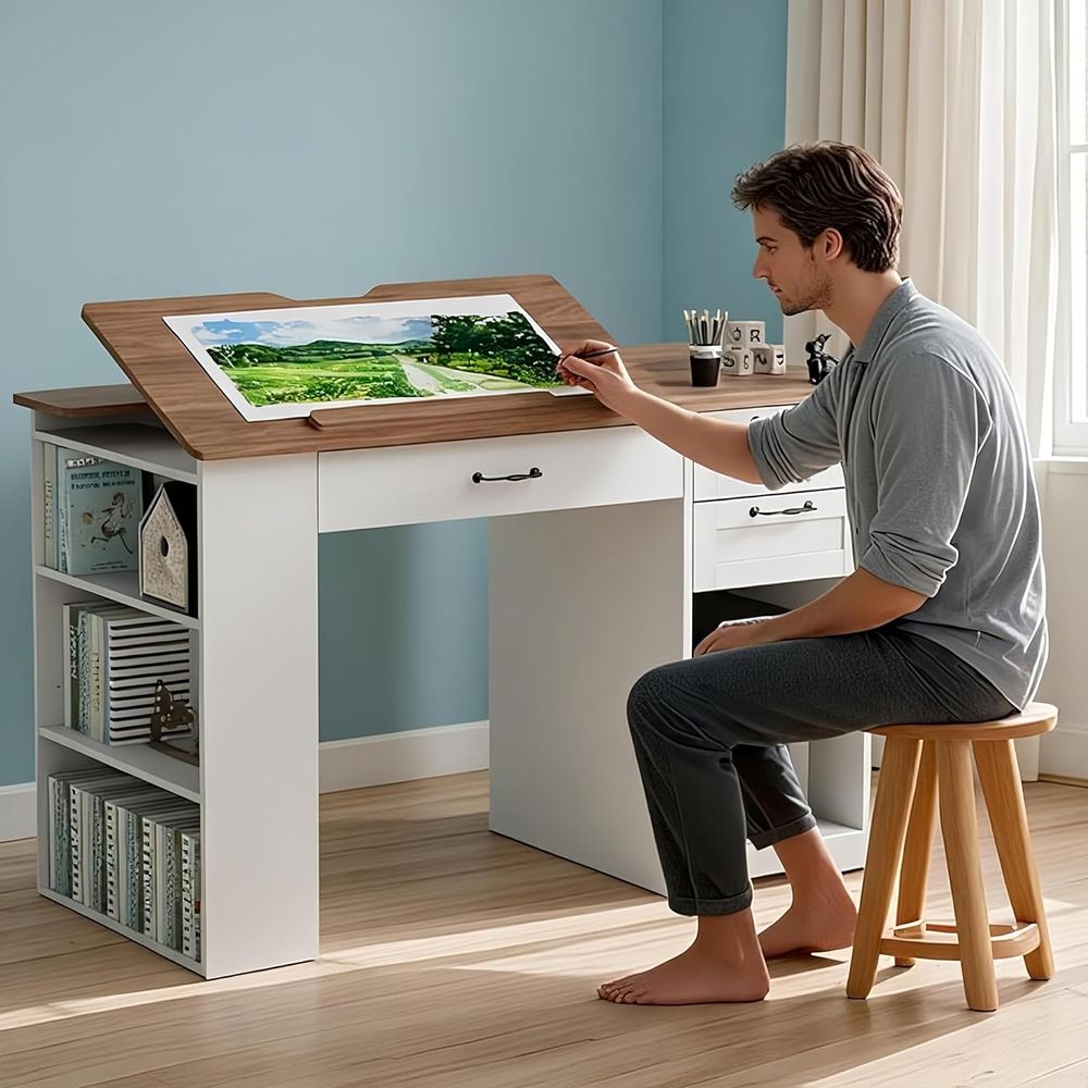 Adjustable Desk with Storage a - Art & Craft Kortingscode 评论和价格
