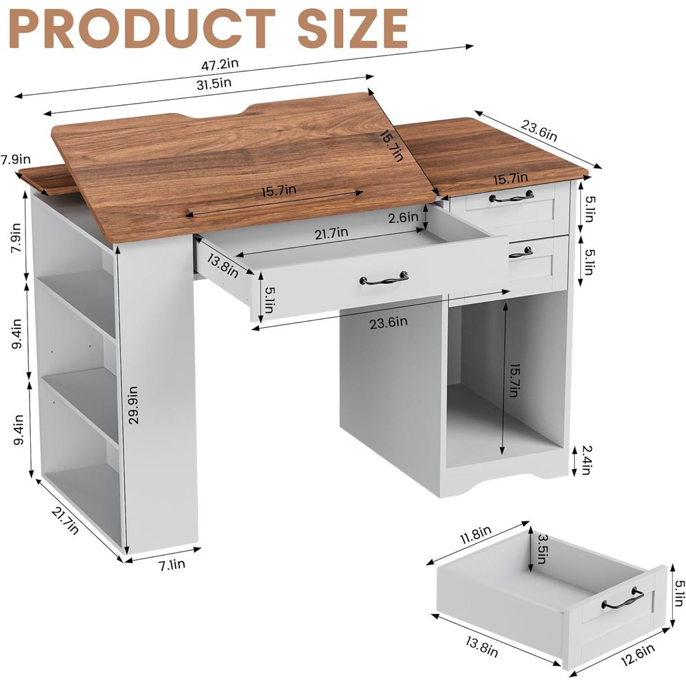Adjustable Desk with Storage a - Art & Craft Kortingscode 评论和价格