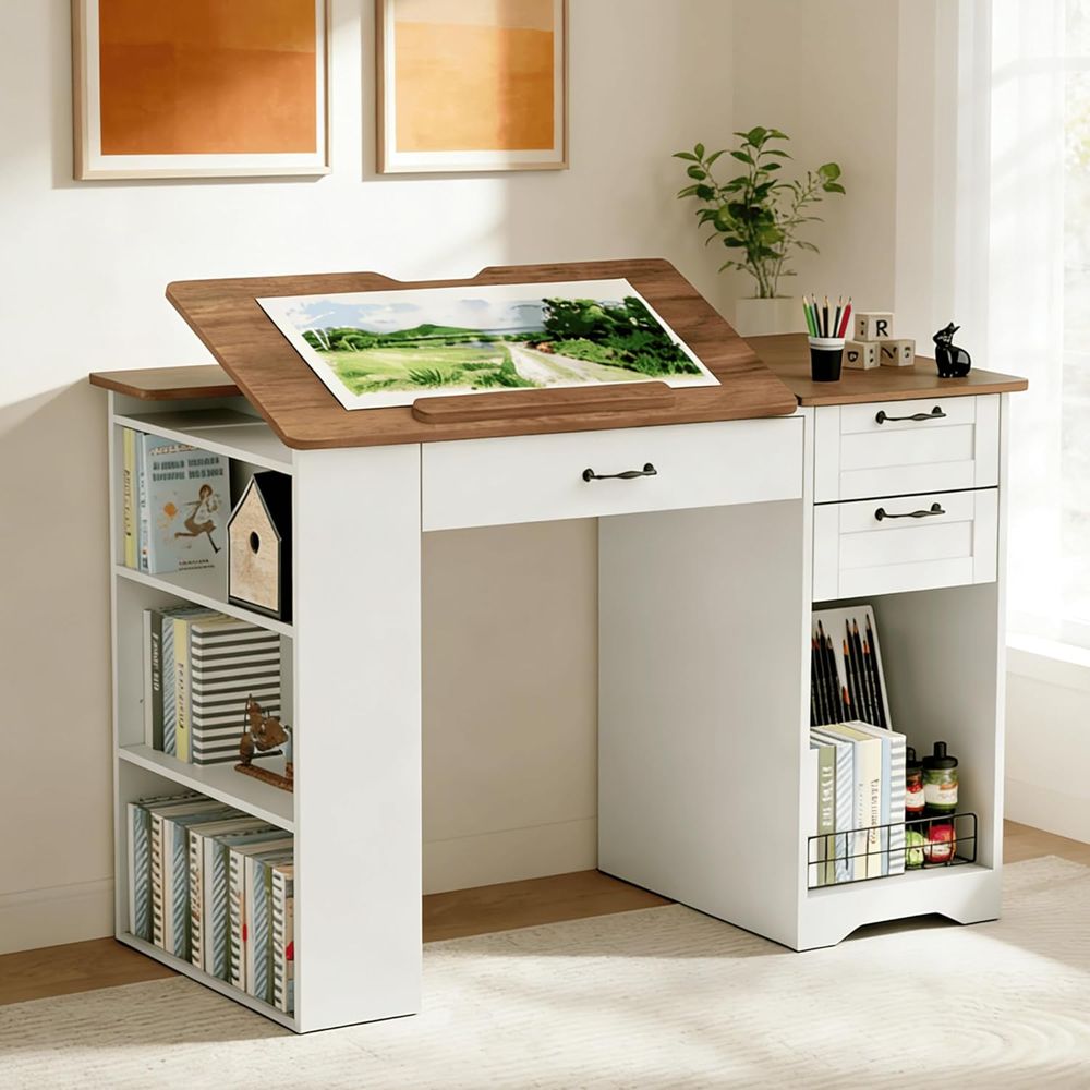 Adjustable Desk with Storage a - Art & Craft Kortingscode 评论和价格