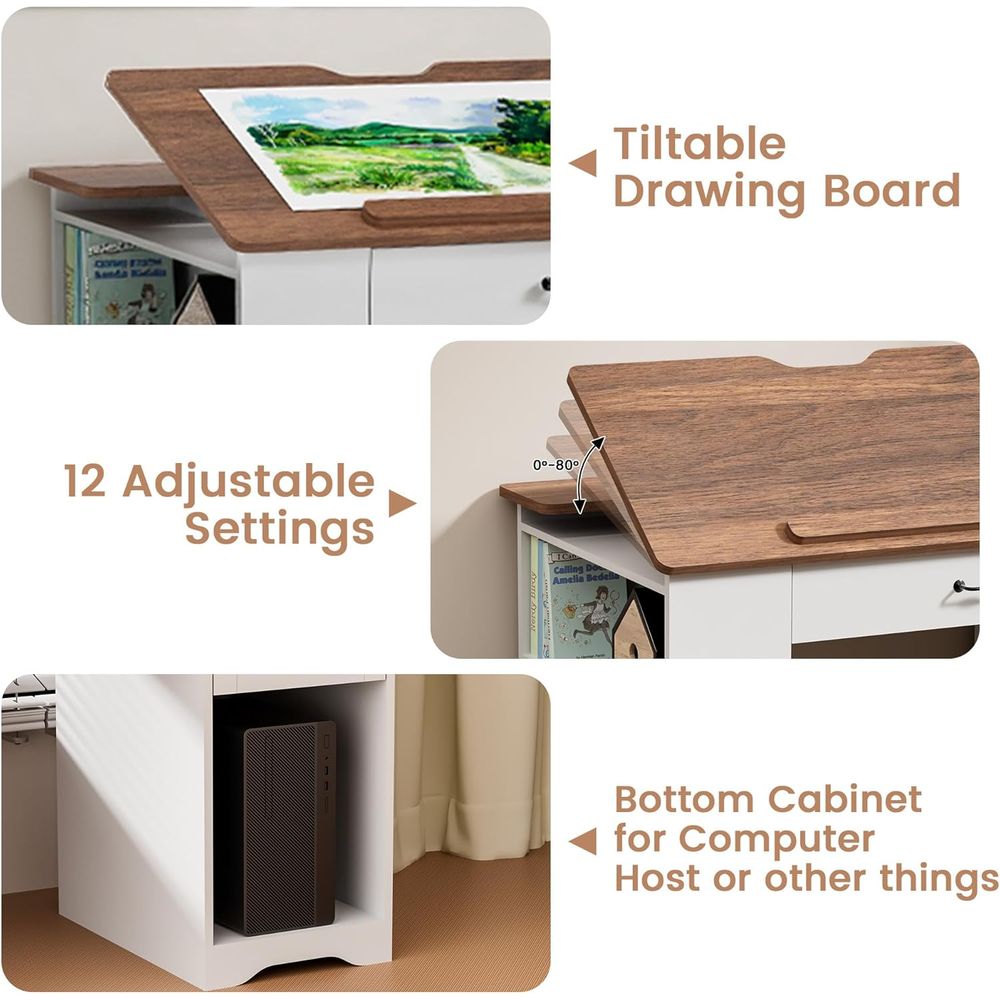 Adjustable Desk with Storage a - Art & Craft Kortingscode 评论和价格