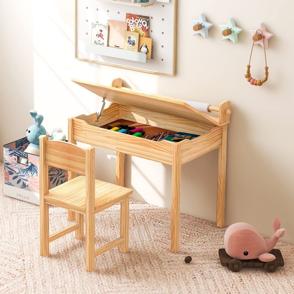 Kids Table and Chair Set, Flip - Art Craft Toddler 评论和价格