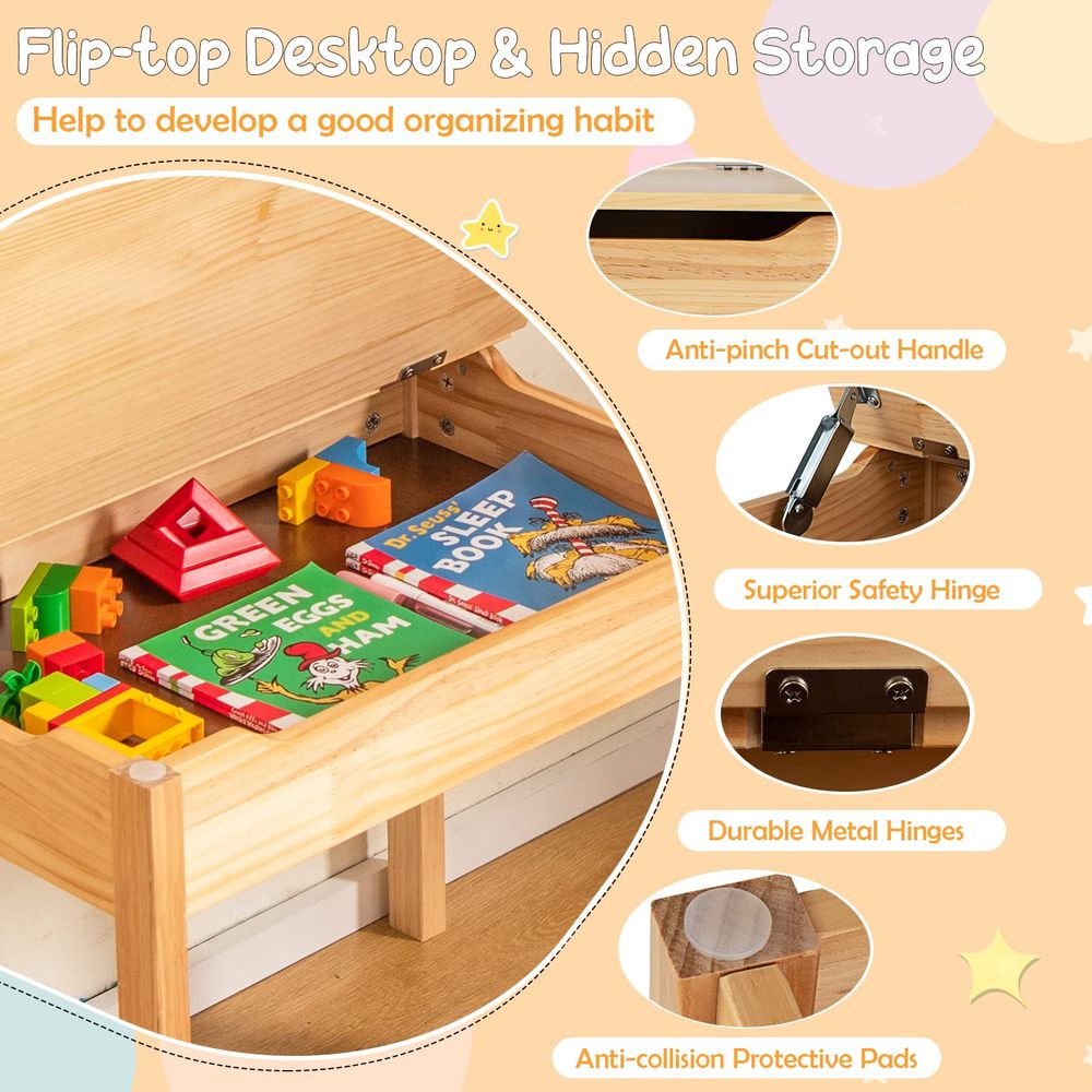 Kids Table and Chair Set, Flip - Art Craft Toddler 评论和价格