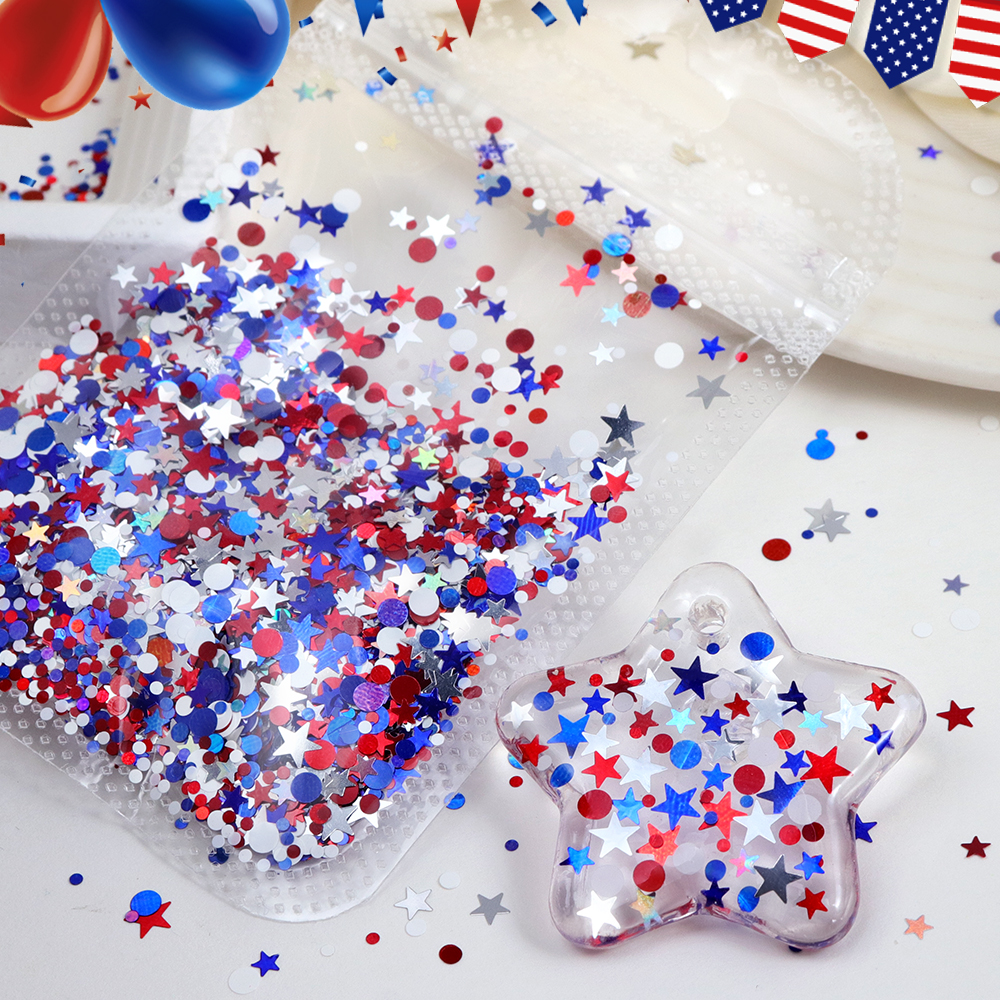 5g Red Blue Polka Dots Glitter - Art And Craft Independence Day 评论和价格