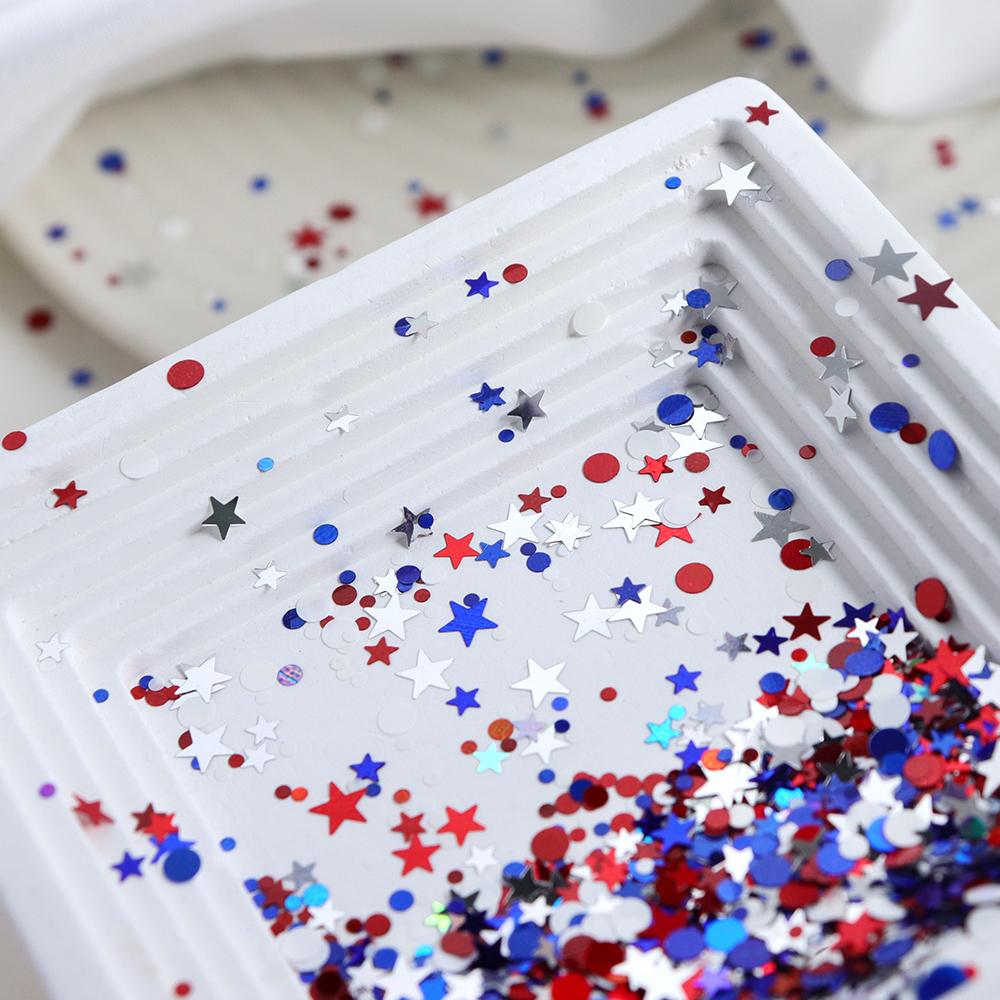 5g Red Blue Polka Dots Glitter - Art And Craft Independence Day 评论和价格