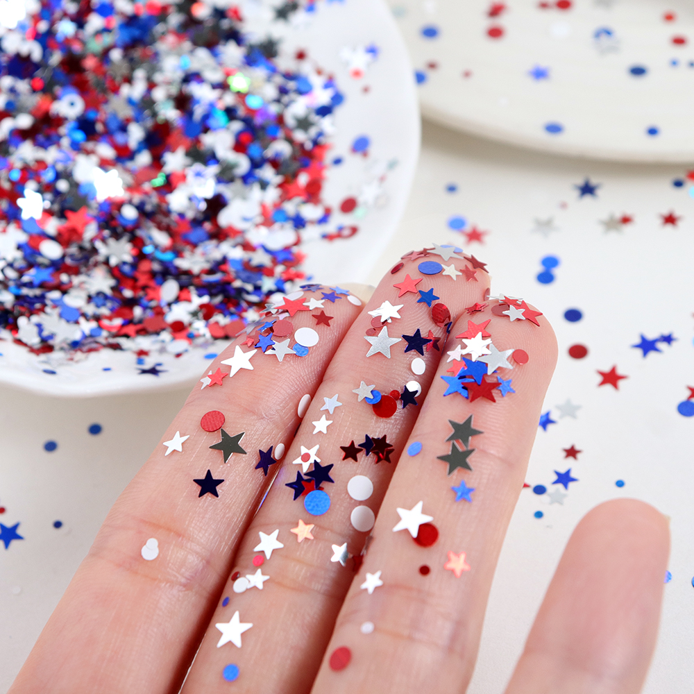 5g Red Blue Polka Dots Glitter - Art And Craft Independence Day 评论和价格