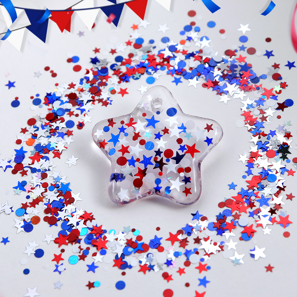 5g Red Blue Polka Dots Glitter - Art And Craft Independence Day 评论和价格