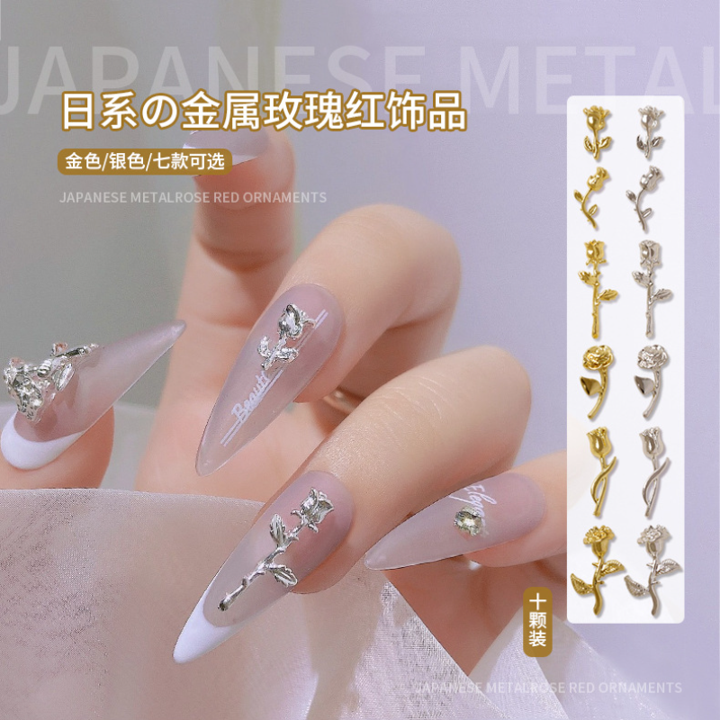 10Pcs 3D Rose Nail Art Ornamen - Art Craft Rose 评论和价格