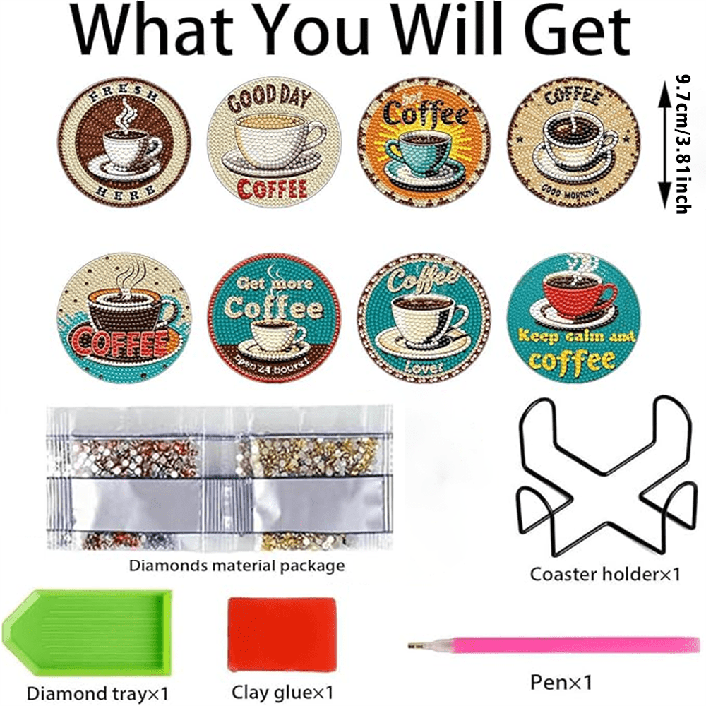 8pcs Diamond Art Coasters With - Art Craft Gifts For Adults 评论和价格