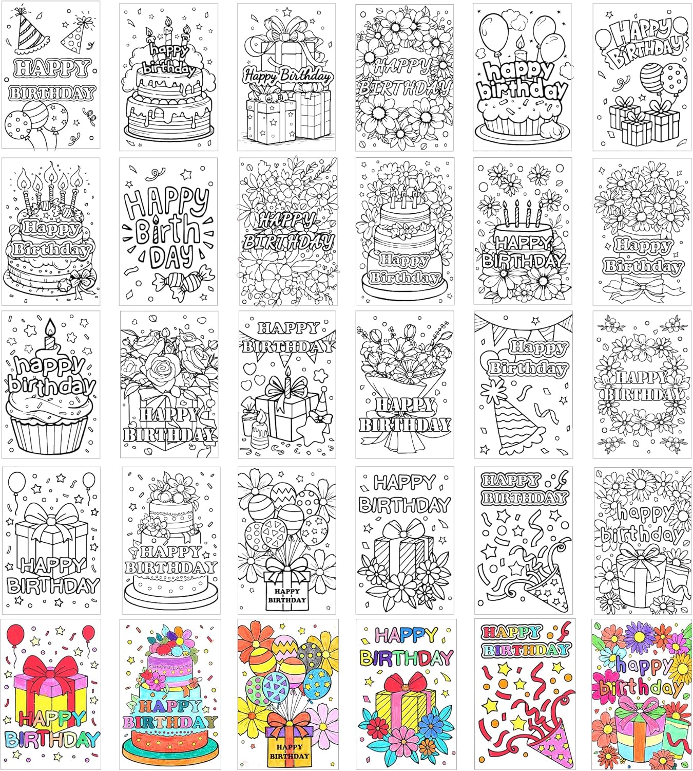 24 Unique Birthday Coloring Ca - Art Craft Gifts For Adults 评论和价格