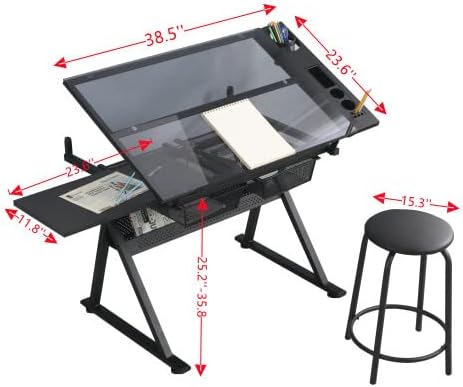 Glass Drafting Table Art Desk  - Artwork Craft 评论和价格