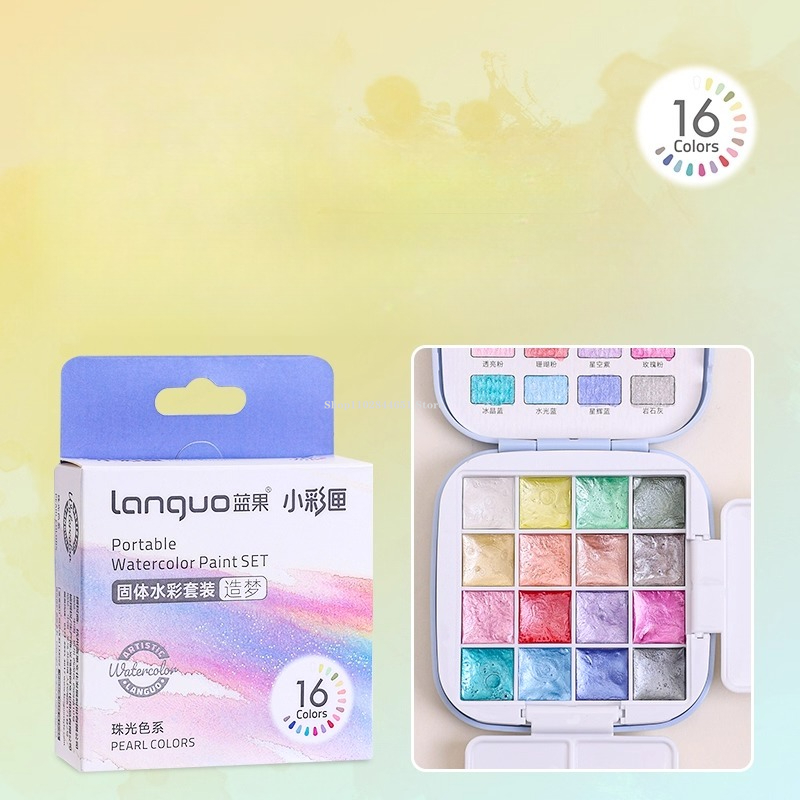 16-Color Solid Watercolor Pain - Gouache Paint Set 评论和价格
