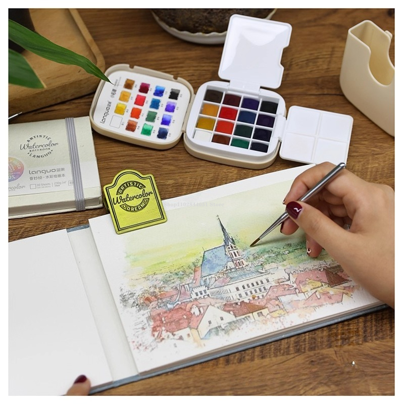 16-Color Solid Watercolor Pain - Gouache Paint Set 评论和价格