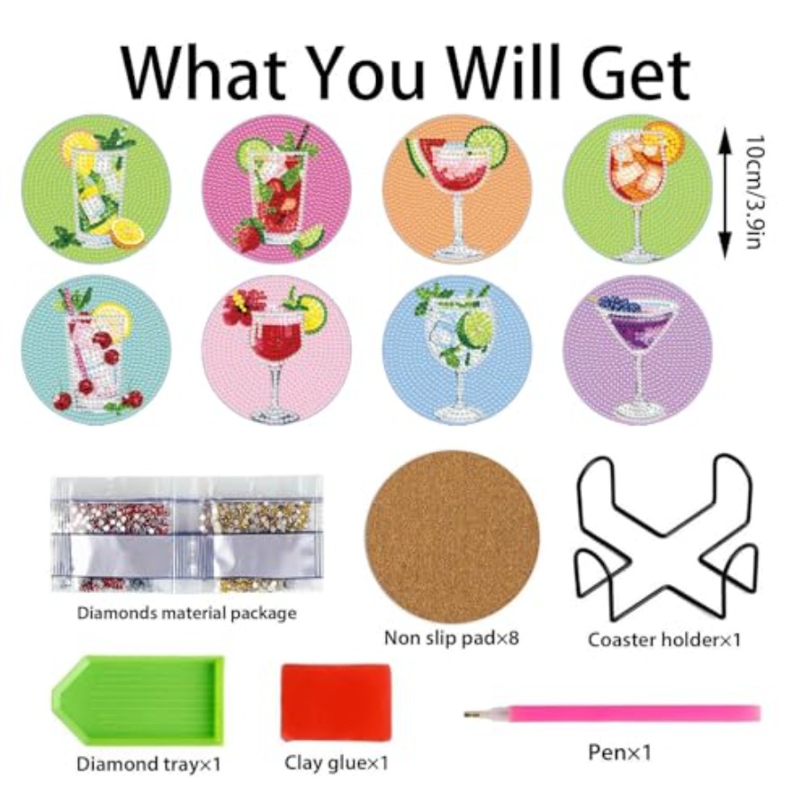8 PCS Diamond Art Coasters Kit - Art Craft Cup 评论和价格