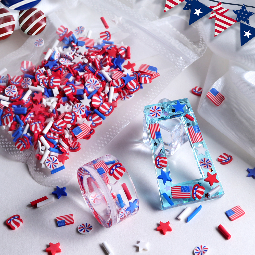 10g Red Blue White Stars Epoxy - Art And Craft Independence Day 评论和价格