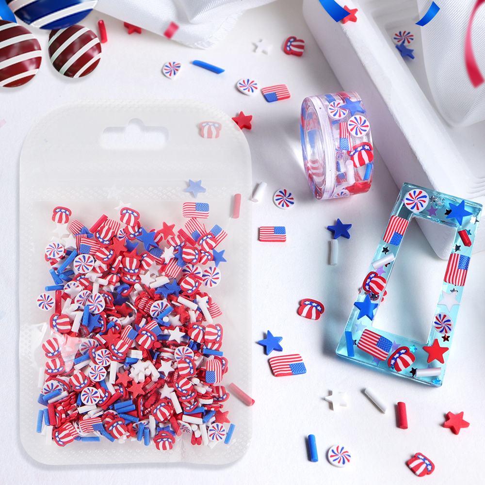 10g Red Blue White Stars Epoxy - Art And Craft Independence Day 评论和价格