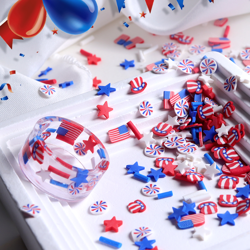 10g Red Blue White Stars Epoxy - Art And Craft Independence Day 评论和价格