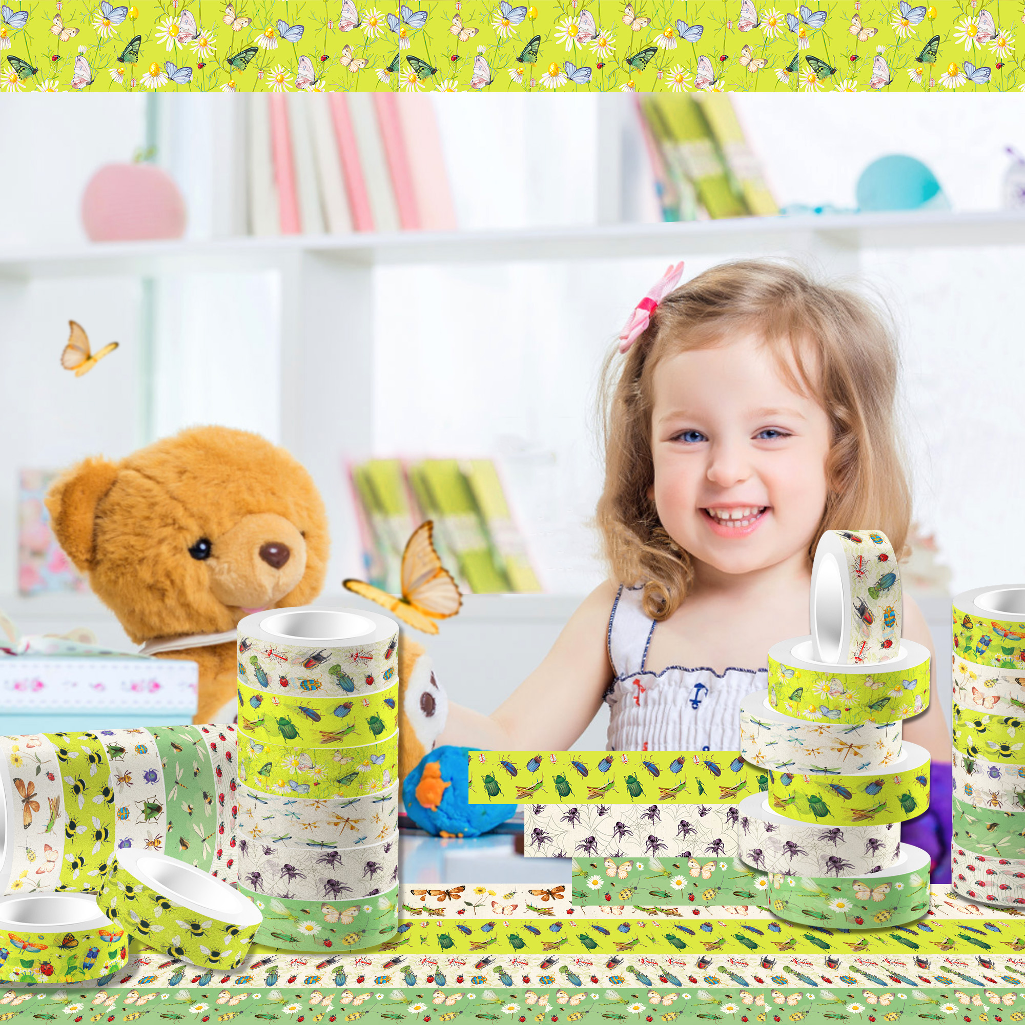12 Rolls Cartoon Insect Bee Bu - Washi Tape Rolls 评论和价格